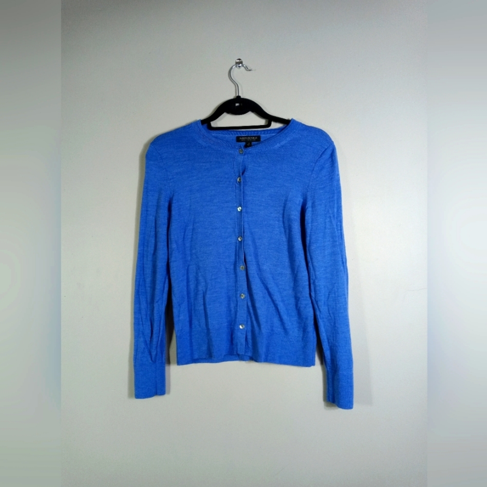 Banana Republic Merino Wool Women Blue Button-Up Cardigan Size M